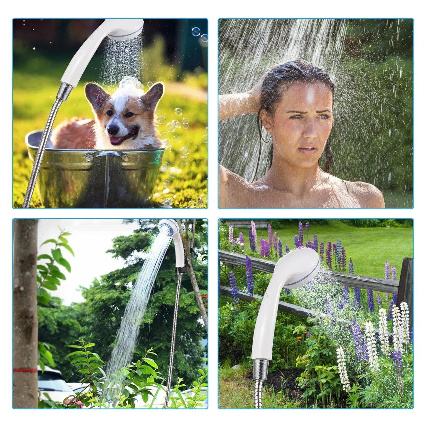 🚿 Bleiben Sie draußen frisch – Tragbare Campingdusche mit einstellbarem Durchfluss – Für eine einfache und bequeme Reinigung im Freien!