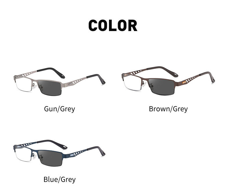 RAHMENLOSE, INTELLIGENTE, FARBWECHSELNDE MULTIFOKALE LESEBRILLE AUS REINEM TITAN