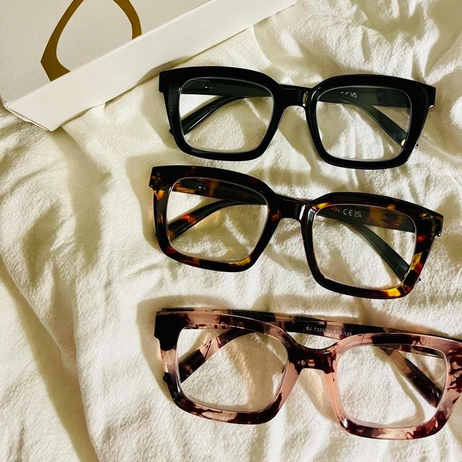 👓3er-Pack Schildpatt-Lesebrillen – Blaulichtfilternde, übergroße quadratische Lesebrille
