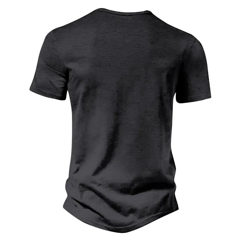 🔥 Lässiges, einfarbiges Vintage-Henley-Hemd mit lockerer Tasche und kurzen Ärmeln für Herren