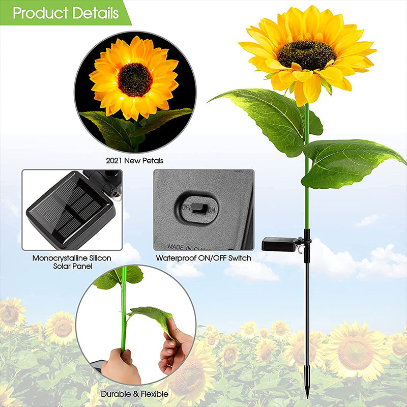 Sonnenblumen-Garten-Rasenlampe (2 Stück)