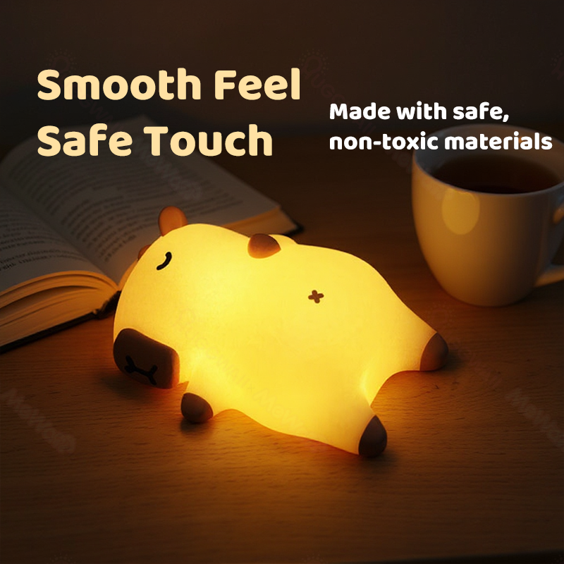 Schlafendes Capybara, atmendes, matschiges Silikon, Begleiter mit Sound, LED-Nachtlicht, perfektes Geschenk