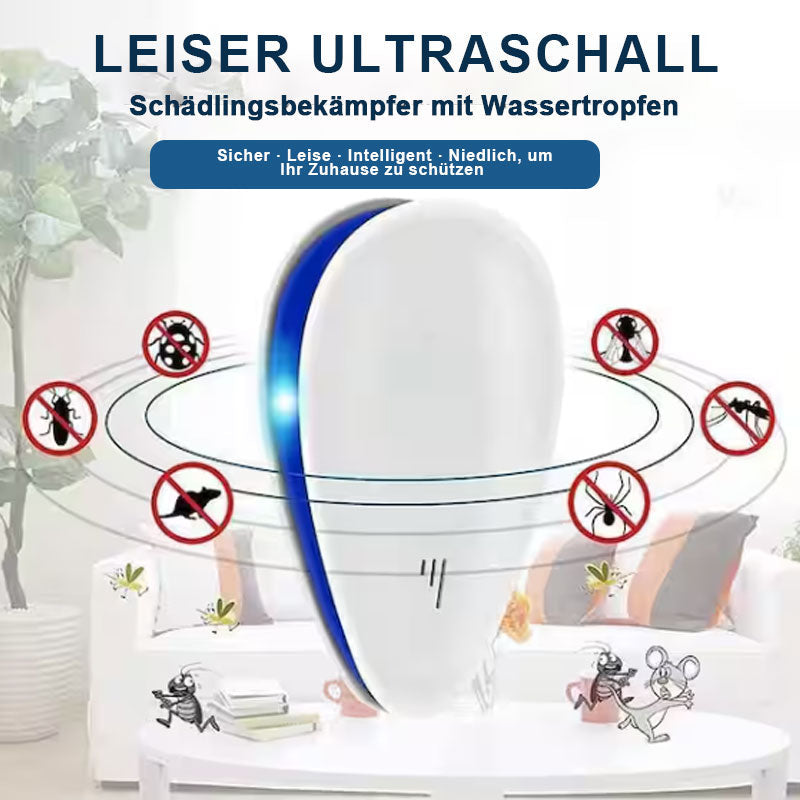 🌿 Leiser Ultraschall-Schädlingsbekämpfer mit Wassertropfen – Sicher · Leise · Intelligent · Niedlich, um Ihr Zuhause zu schützen 🐭🦟🦇