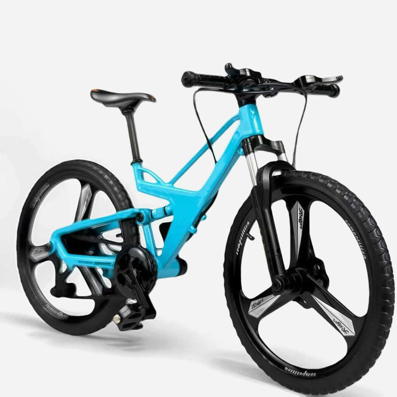 Sammlerstück: Mountainbike-Modell aus Metalllegierung mit Vorder- und Hinterradfederung
