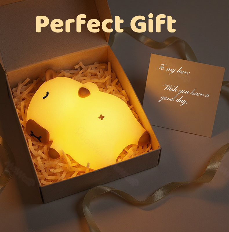 Schlafendes Capybara, atmendes, matschiges Silikon, Begleiter mit Sound, LED-Nachtlicht, perfektes Geschenk
