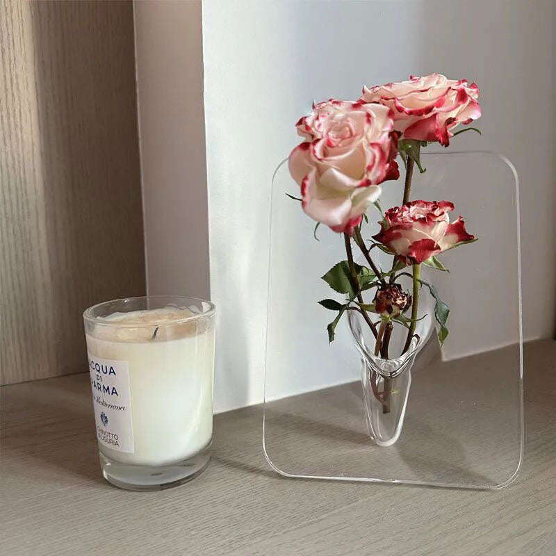 Acryl-Fotorahmen, Vase, Blumenarrangement