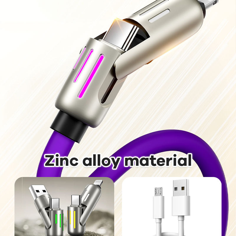 2024 neues 240-W-4-in-1-Schnellladedatenkabel mit siebenfarbigem Atemlicht