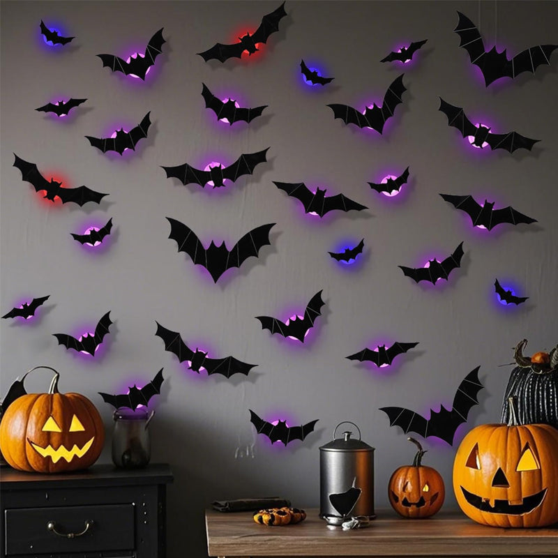 🦇LED-leuchtende Fledermausgruppe