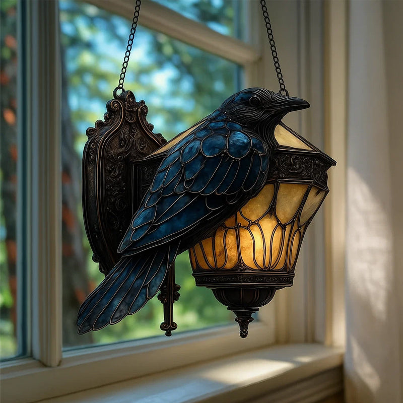 Rabenlaterne aus Buntglas