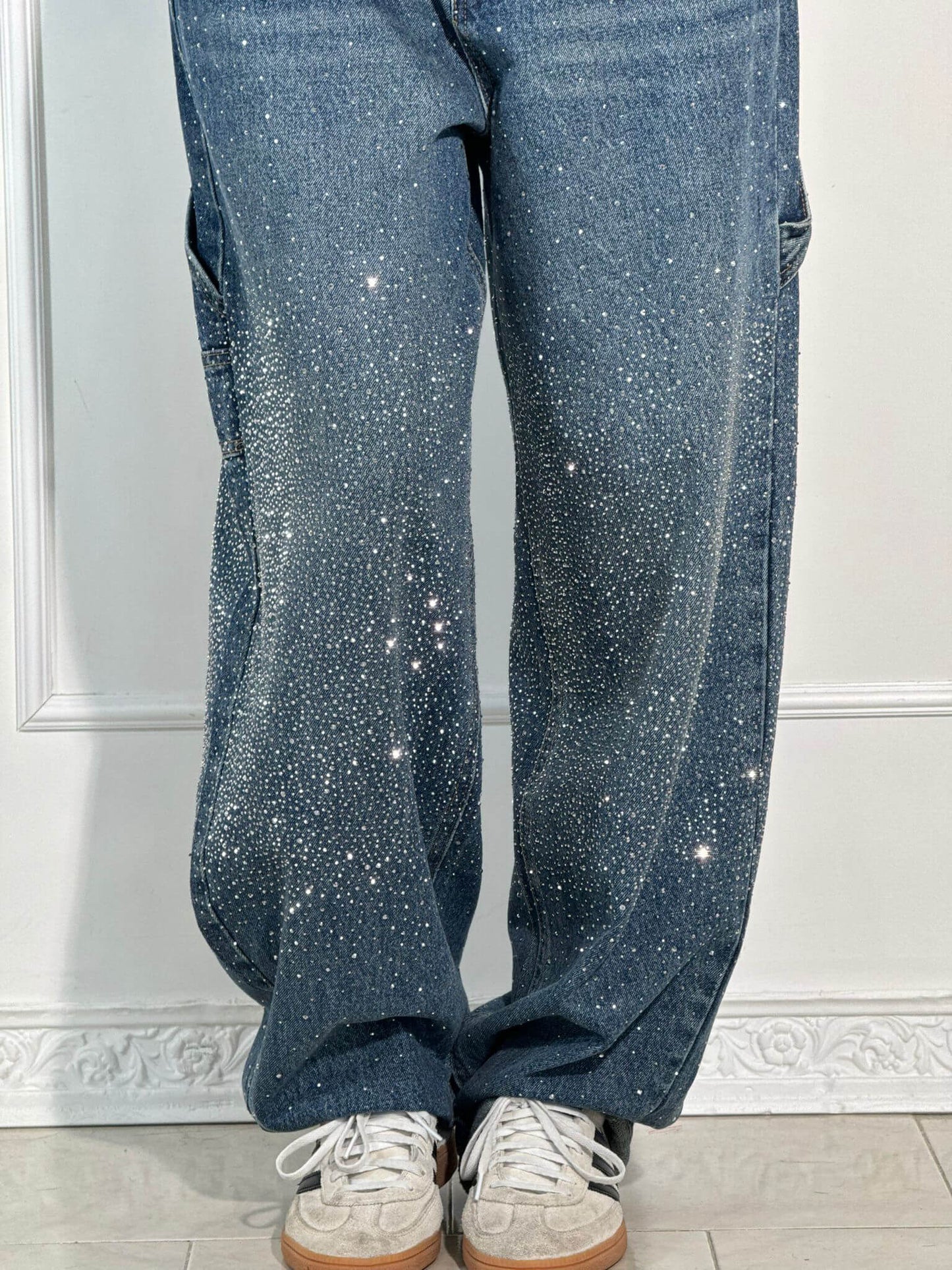 Knappficka High Rise Wide Leg Jeans/Button Pocket High Rise Wide Leg Jeans