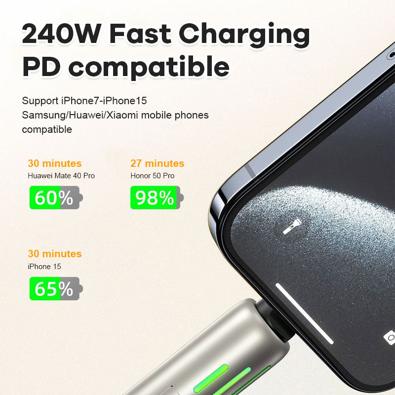 2024 neues 240-W-4-in-1-Schnellladedatenkabel mit siebenfarbigem Atemlicht