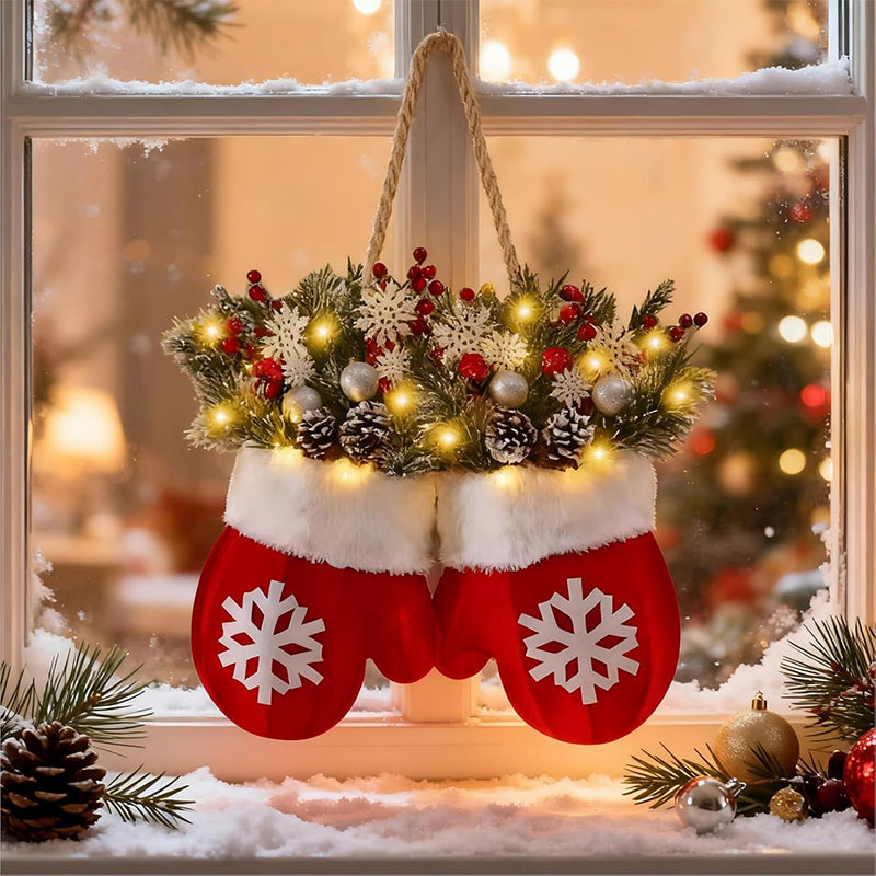 🎅 Blinkender Weihnachtshandschuhkranz · Schaffen Sie eine warme und gemütliche Weihnachtsatmosphäre