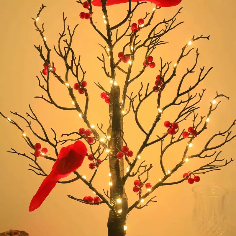 🐦 Vintage leuchtender Baum mit Kardinäle