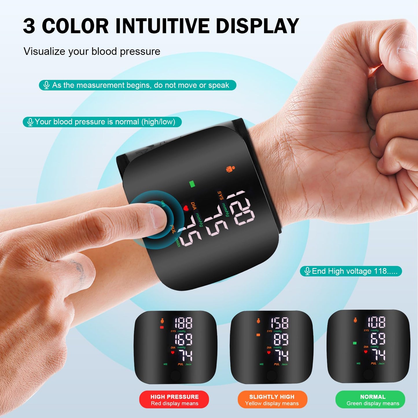 Wrist Blood Pressure Monitor with Digital LCD Screen
