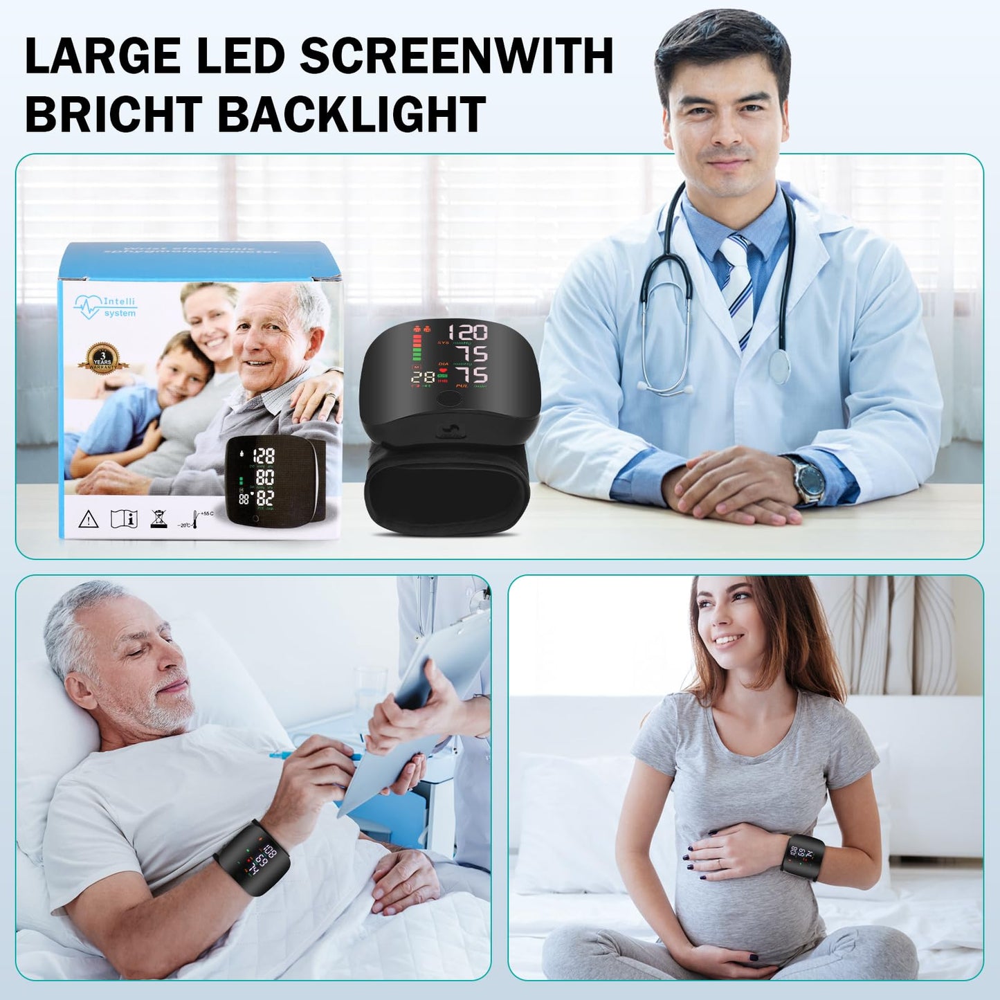 Wrist Blood Pressure Monitor with Digital LCD Screen