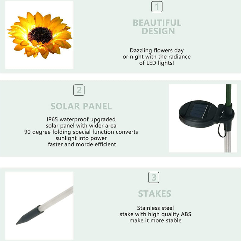 Sonnenblumen-Garten-Rasenlampe (2 Stück)