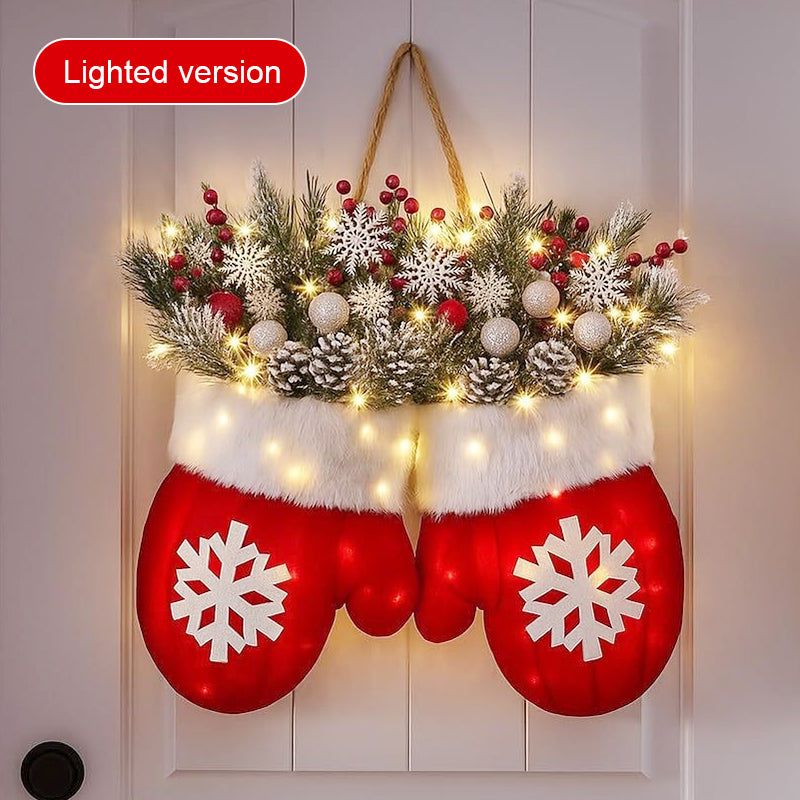 🎅 Blinkender Weihnachtshandschuhkranz · Schaffen Sie eine warme und gemütliche Weihnachtsatmosphäre