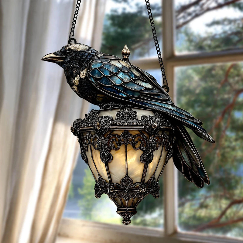 Rabenlaterne aus Buntglas