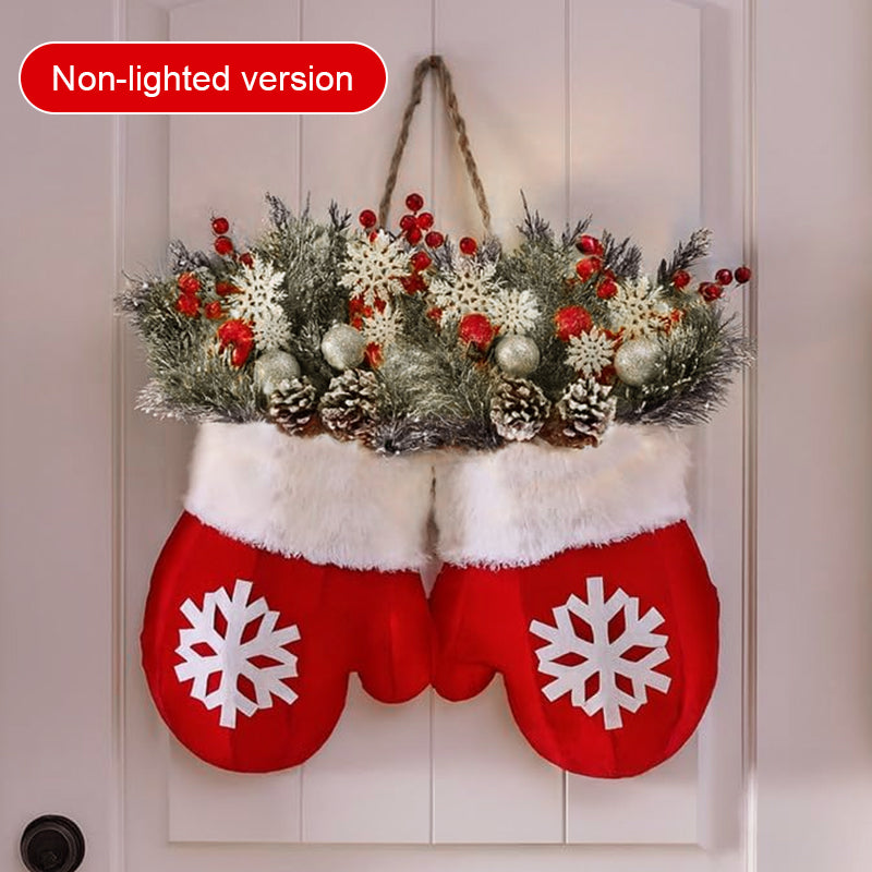 🎅 Blinkender Weihnachtshandschuhkranz · Schaffen Sie eine warme und gemütliche Weihnachtsatmosphäre