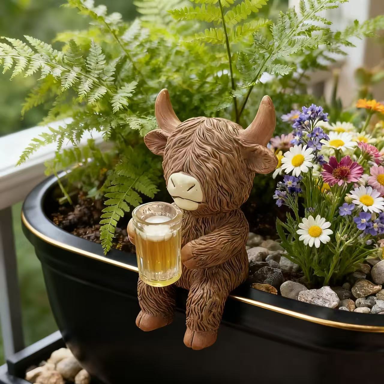 🔥🔥Neujahr 50% Rabatt--Highland Cow Beer Garden Pot Buddy