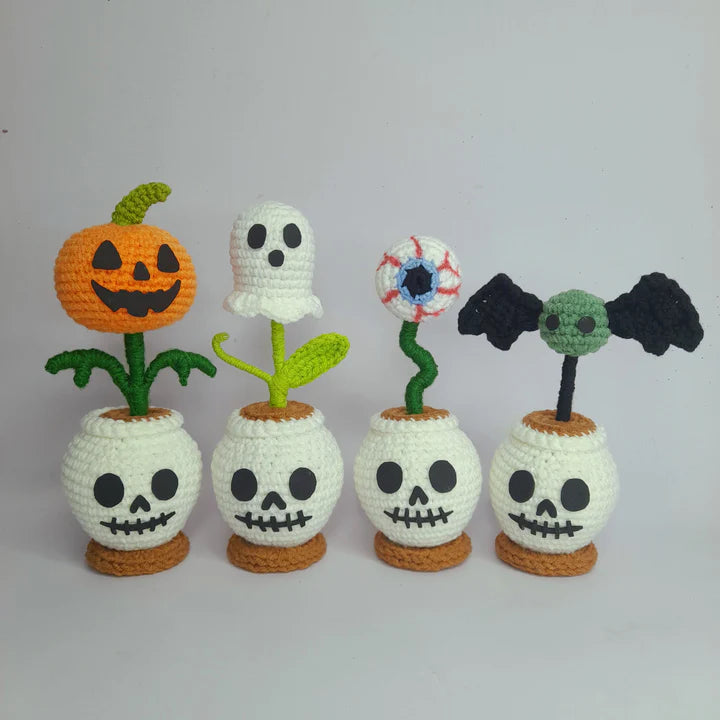 Halloween Totenkopf Pflanzgefäß Set Häkelanleitung