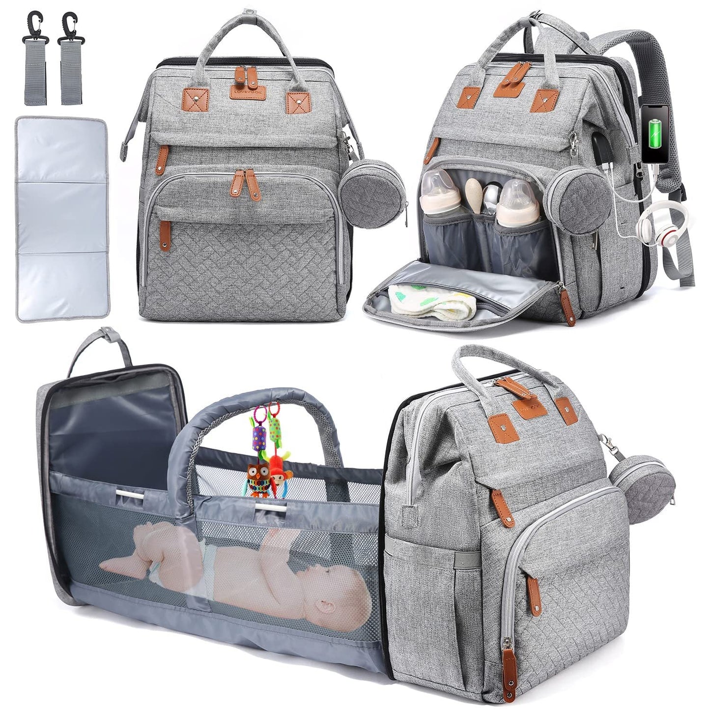 Wickeltaschen-Rucksack mit Wickelstation
