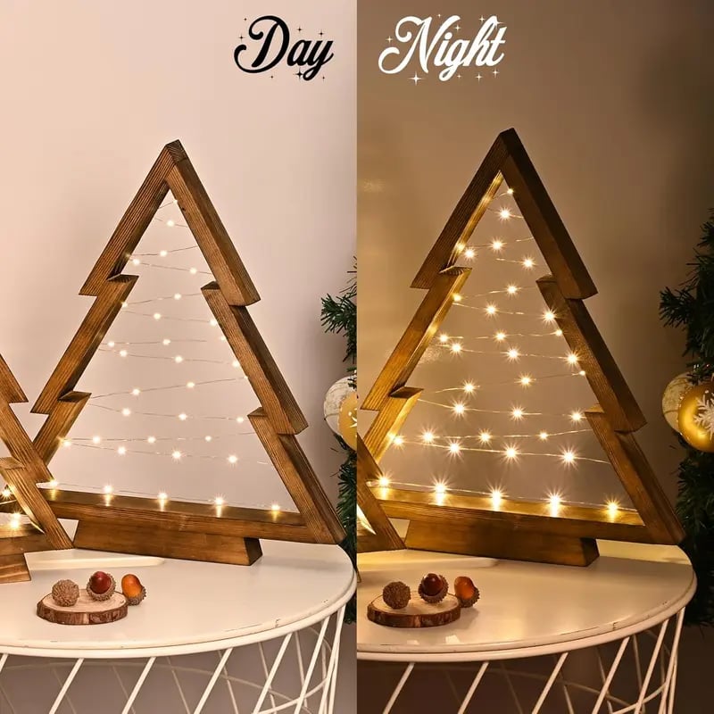 Leuchtender Weihnachtsbaum aus Holz