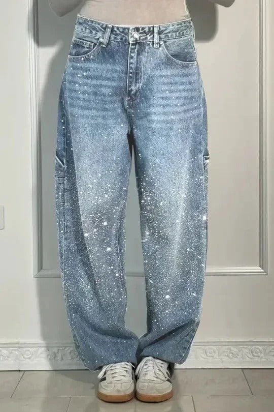 Knappficka High Rise Wide Leg Jeans/Button Pocket High Rise Wide Leg Jeans