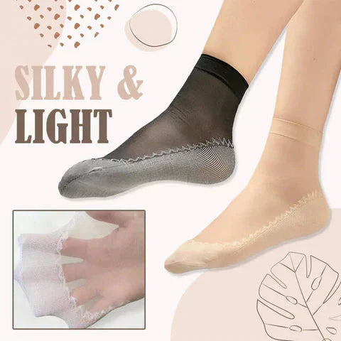 Unsichtbare Rutschfeste Kristallseidensocken