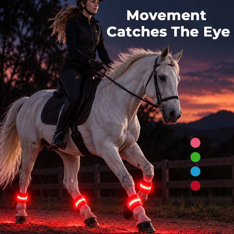 🐎LED-Beinbänder für Pferde | Gut sichtbare, leuchtende Beinbänder für das Reiten bei Nacht