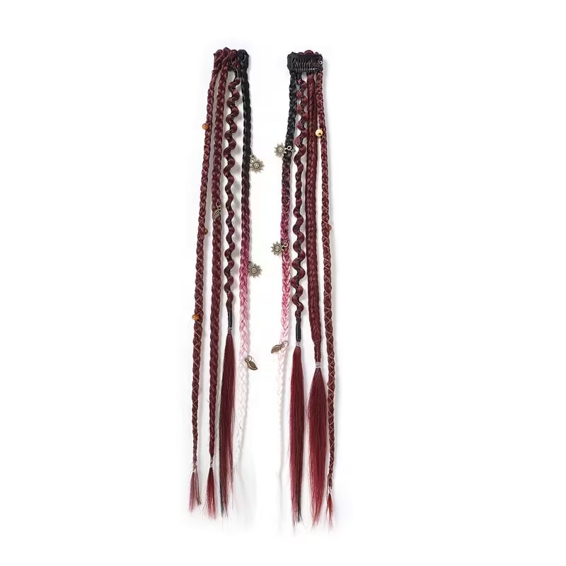 🔥🆕 2026 Boho-Dreadlock-Clip-In-Haarverlängerungen 🌿 – 20" geflochtenes Haar mit Perlen und Anhängern