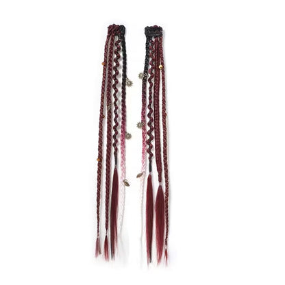 🔥🆕 2026 Boho-Dreadlock-Clip-In-Haarverlängerungen 🌿 – 20" geflochtenes Haar mit Perlen und Anhängern