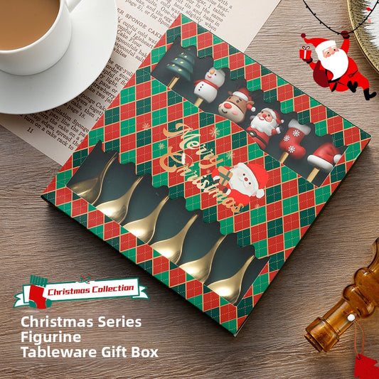 🎄 6-teiliges weihnachtliches Deko-Besteckset – Löffel, Gabel, Teelöffel, Kaffeelöffel, Essgabel & Dessertlöffel!