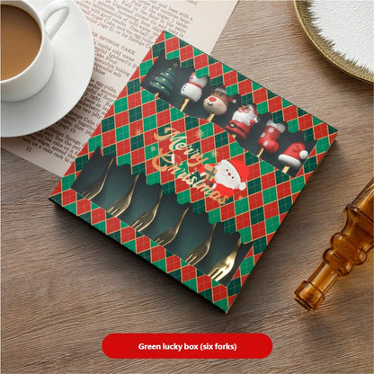 🎄 6-teiliges weihnachtliches Deko-Besteckset – Löffel, Gabel, Teelöffel, Kaffeelöffel, Essgabel & Dessertlöffel!