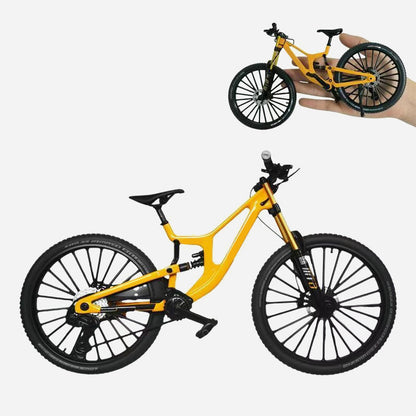 Sammlerstück: Mountainbike-Modell aus Metalllegierung mit Vorder- und Hinterradfederung