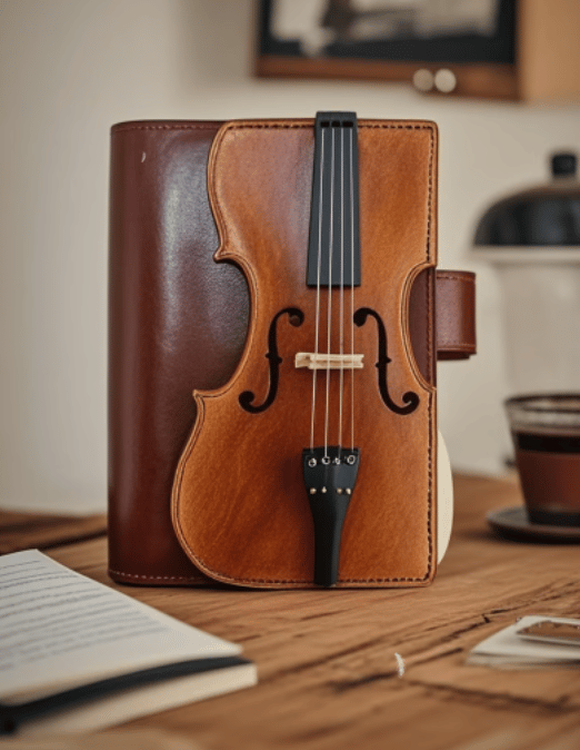 🔥HEISSER ANGEBOT – Vintage-Notizbuch aus Leder im Geigen-Design – Retro-Notizbuch mit Linien zum Schreiben, musikalisches Geschenk für Musiker, Musiklehrer und Musikliebhaber (ab 2 Stück versandkostenfrei)