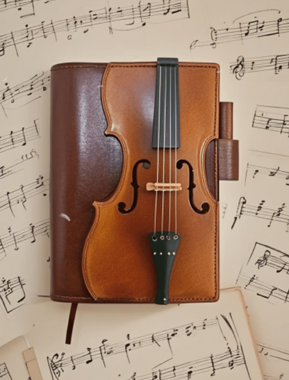 🔥HEISSER ANGEBOT – Vintage-Notizbuch aus Leder im Geigen-Design – Retro-Notizbuch mit Linien zum Schreiben, musikalisches Geschenk für Musiker, Musiklehrer und Musikliebhaber (ab 2 Stück versandkostenfrei)