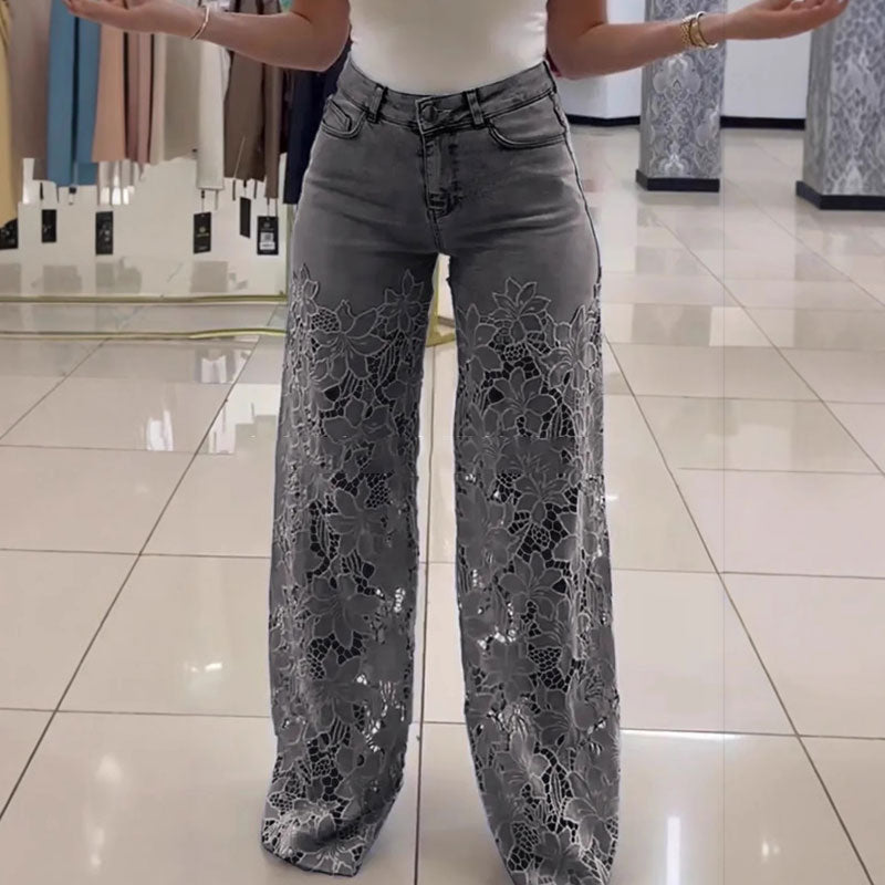 💃Sommermode vorwärts🌸🔥 Gespleißte Jeans mit Spitze