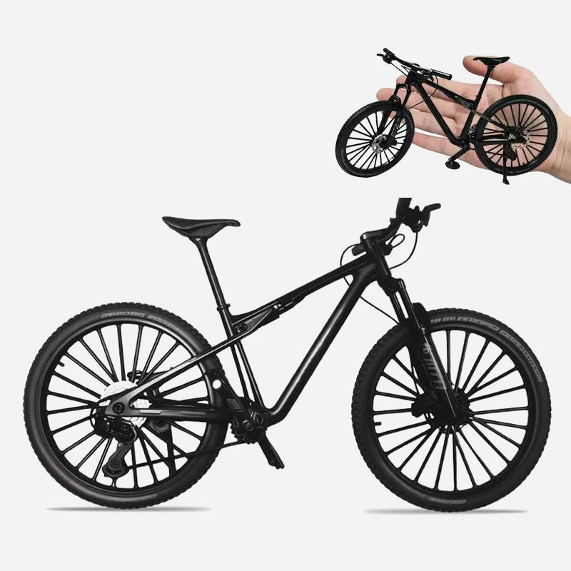 Sammlerstück: Mountainbike-Modell aus Metalllegierung mit Vorder- und Hinterradfederung