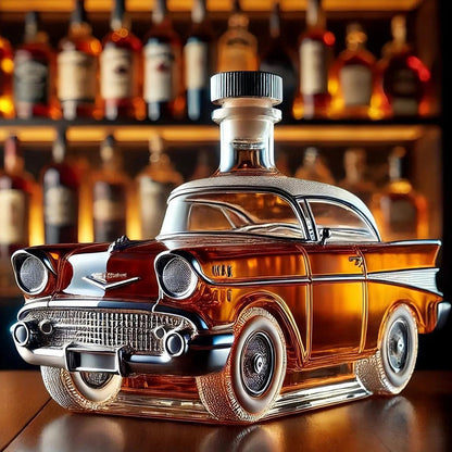 Whiskeyflasche im Retro-Auto-Design