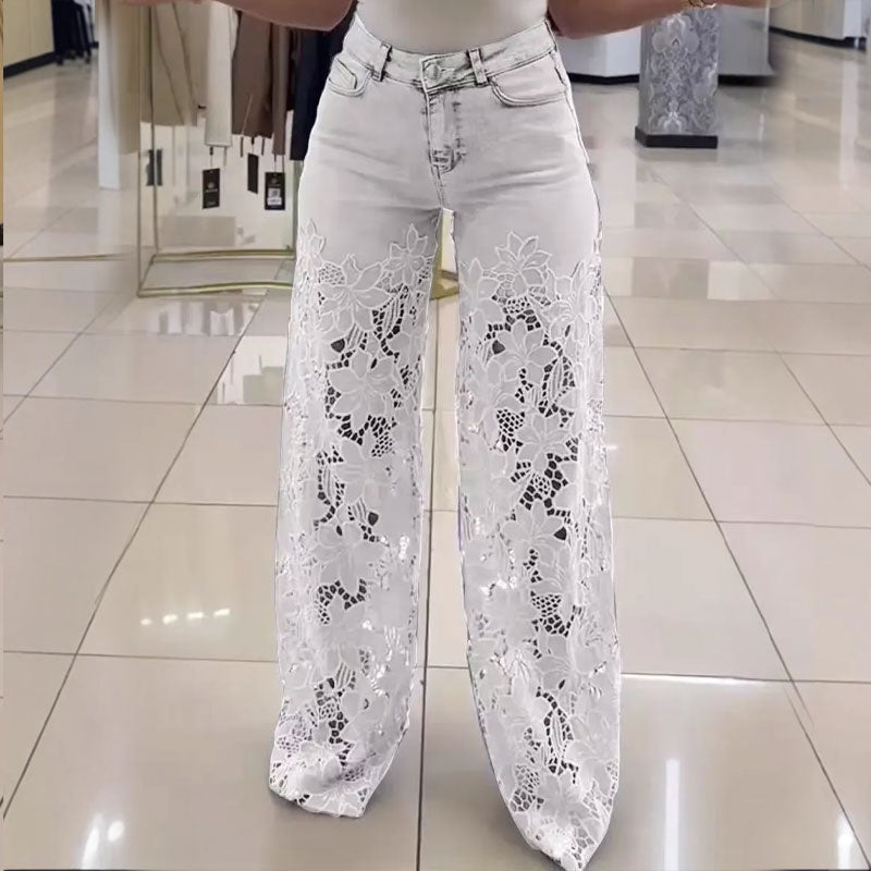 💃Sommermode vorwärts🌸🔥 Gespleißte Jeans mit Spitze