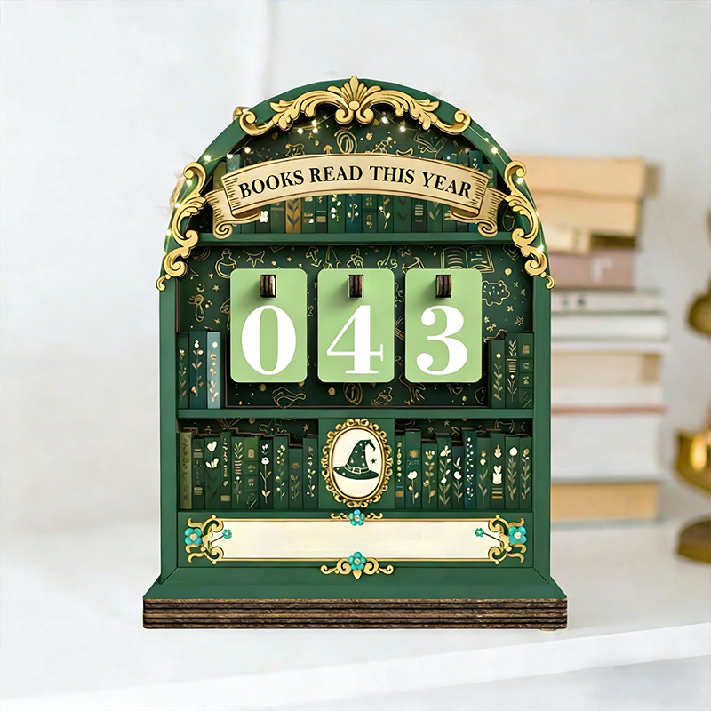 Holz-Anzeige für die jährliche Leseleistung 📚✨