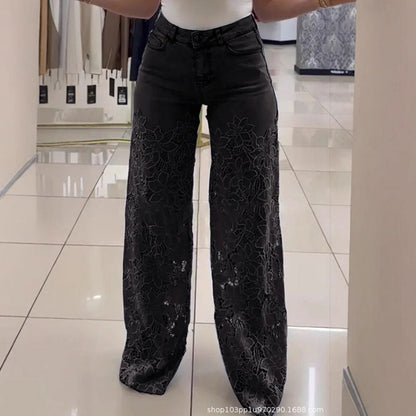 💃Sommermode vorwärts🌸🔥 Gespleißte Jeans mit Spitze