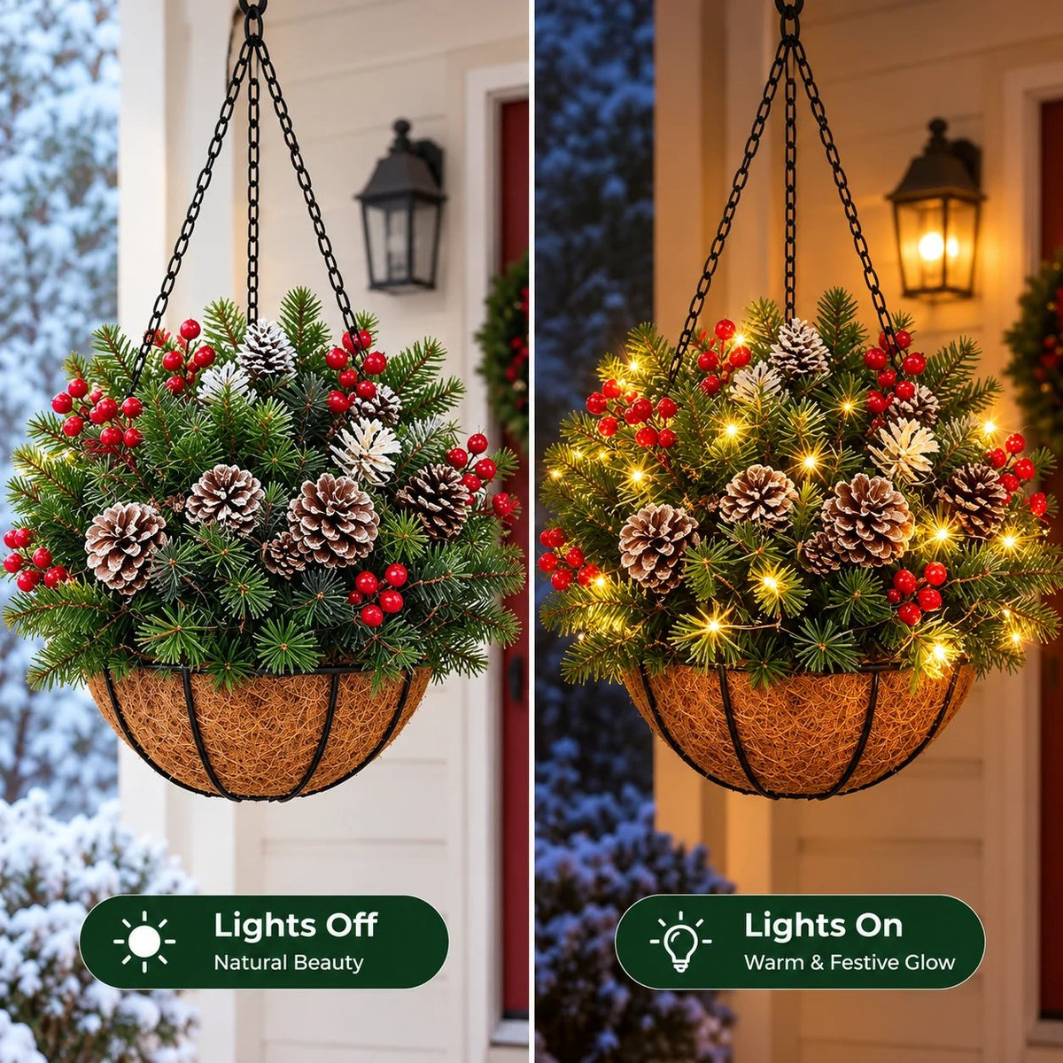 🎄 Letzter Tag: 50 % RABATT🏆Weihnachtskorb mit integrierter Beleuchtung |🎄 Mit integrierter Beleuchtung, wetterfest und wartungsfrei