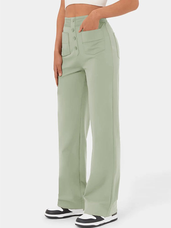 ⏳Hochelastische Multi-Pocket-Hose/Einfarbig lässige gerade Multi-Pocket-Hose mit hoher Elastizität