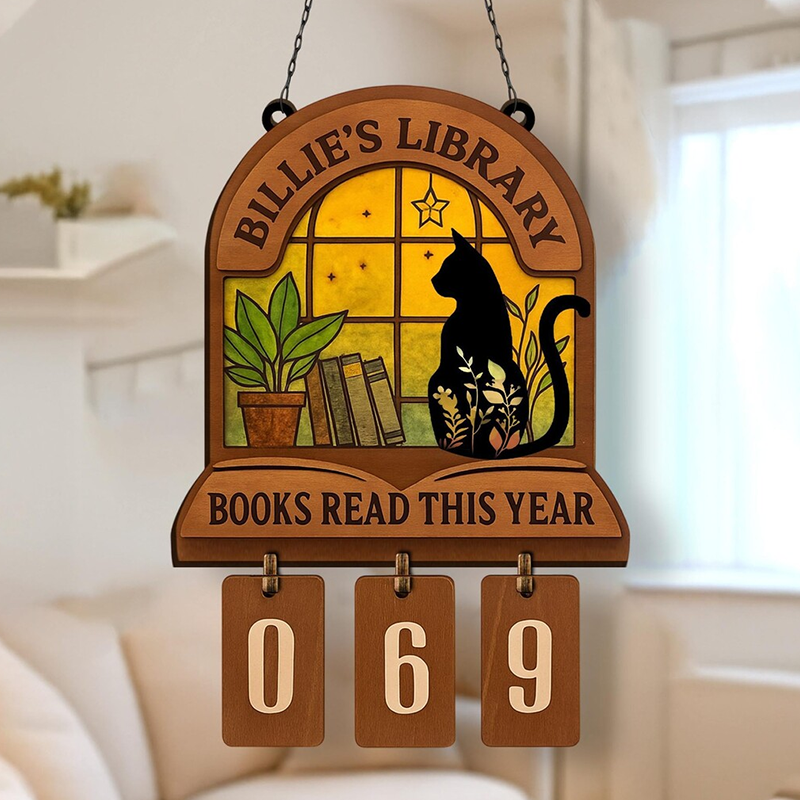 Holz-Anzeige für die jährliche Leseleistung 📚✨
