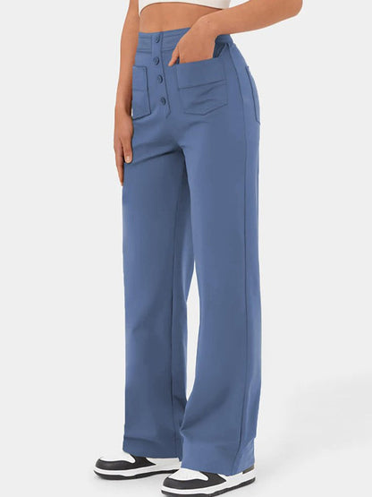 ⏳Hochelastische Multi-Pocket-Hose/Einfarbig lässige gerade Multi-Pocket-Hose mit hoher Elastizität
