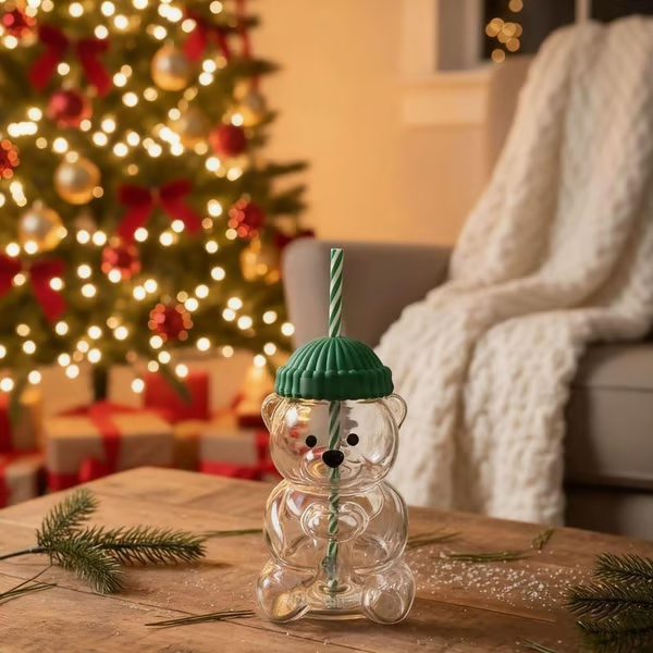 🌲Neujahrsverkauf 🐻Bären-Glasstrohhalmbecher🔥