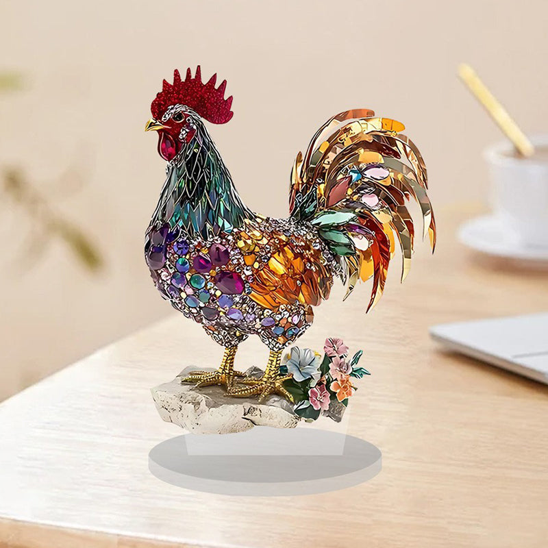 Bunte Glücks-Hahn Figur