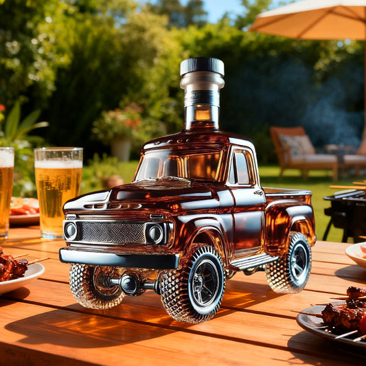 Whiskeyflasche im Retro-Auto-Design
